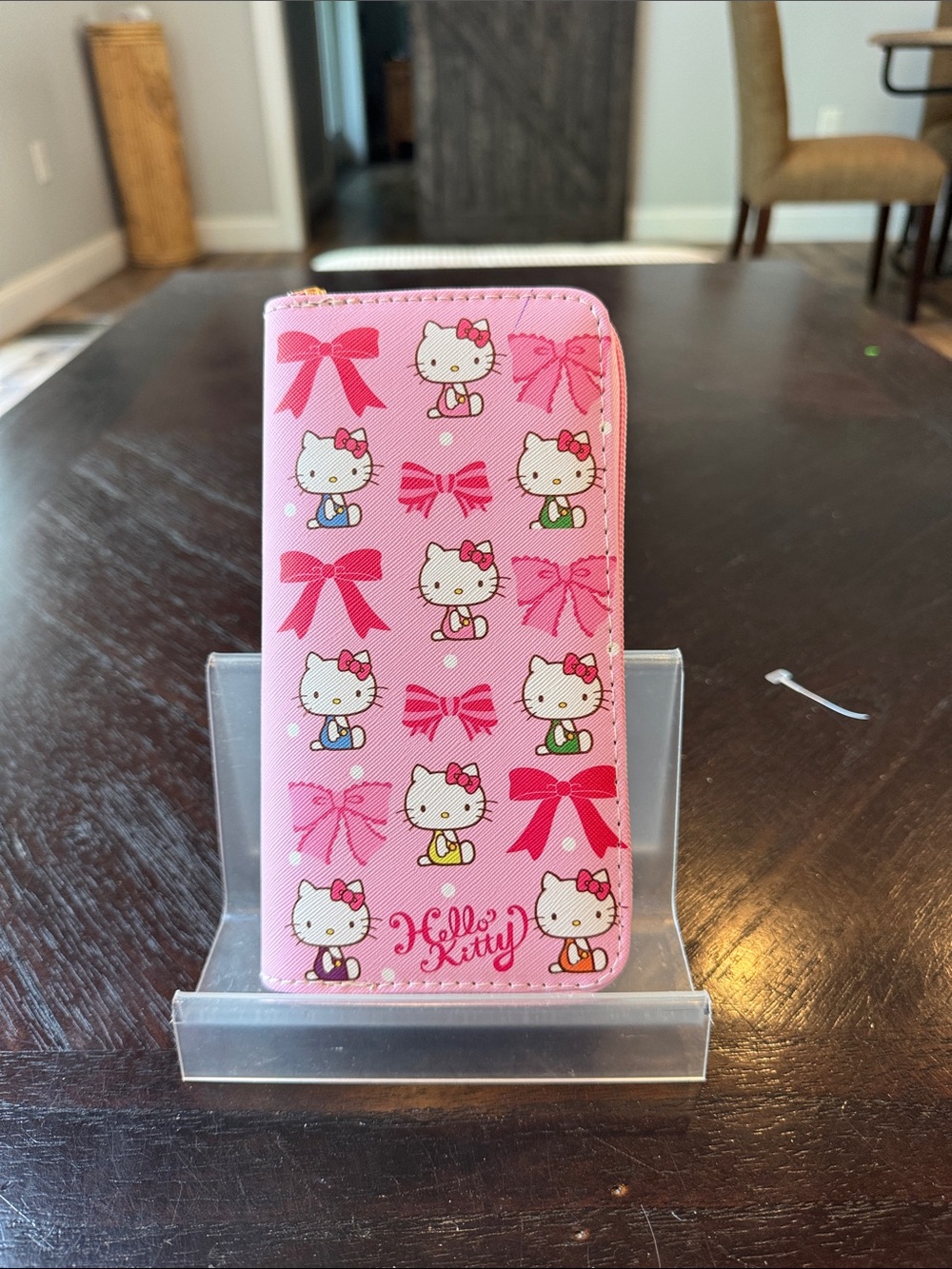Hello kitty bow print zip around wallet